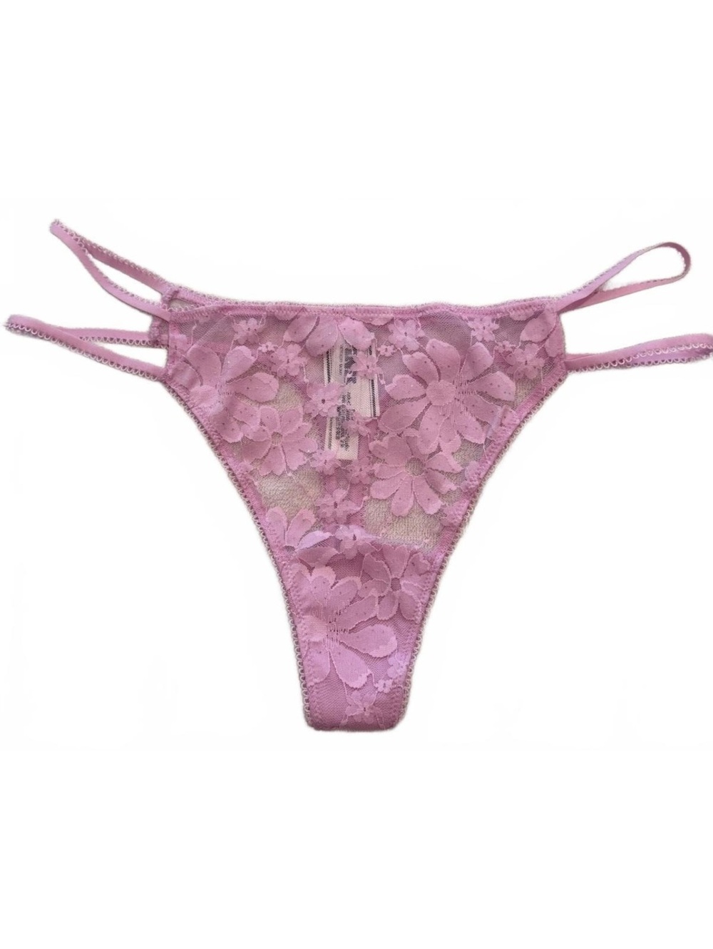 Victoria's Secret PINK Pink Floral Lace Strappy Thong Panty M NWT